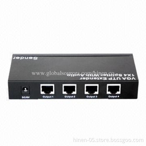 VGA UTP Extender 1x4 Splitter with Audio, Supports Resolution Up to 1920x1200